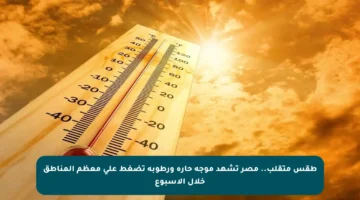 طقس متقلب.. مصر تشهد موجة حارة ورطوبة تضغط على معظم المناطق خلال الأسبوع